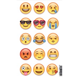 Set di adesivi da parete con diverse faccine emoji.