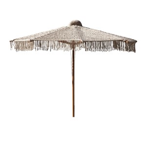 Ombrellone a braccio t.b.t. con frange, ideale per giardino e terrazza.