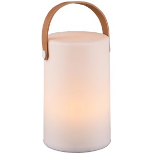 Lampada da tavolo a LED bianca Aruba per esterni con maniglia. Luce decorativa da giardino.