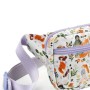 Marsupio t.b.t. con figure e motivo vegetale, dettagli viola.