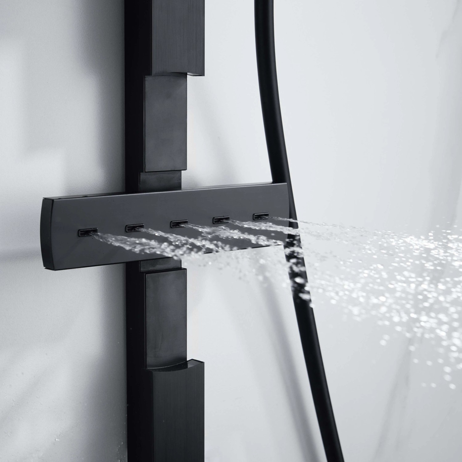 Saliscendi doccia aQuasanit Horizon nero con body jets e doccetta 3 getti_5