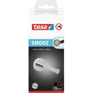 Portarotolo di ricambio Tesa Smooz, cromato, per montaggio a parete senza forare, design moderno per il bagno.