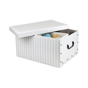 Baulotto con coperchio Compactor Anton bianco grigio 50x40x25 cm