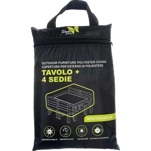 Copertura tavolo 4 sedie Oxford PU 210D 165x140x90 cm nero