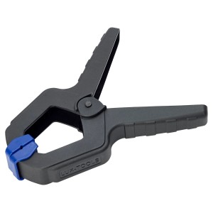 Morsetto a molla LUX Classic 150 mm nero in plastica con punta blu. Utensile per legno.