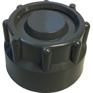 Tappo terminale grigio per sistemi di irrigazione interrati.