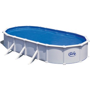 Piscina fuori terra ovale bianca Gre Atlantis, 800x470x132 cm. Set completo.