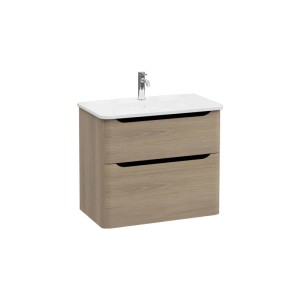 Mobile bagno base lavabo sospesa 2 cassetti Integra Round 80 cm golden oak