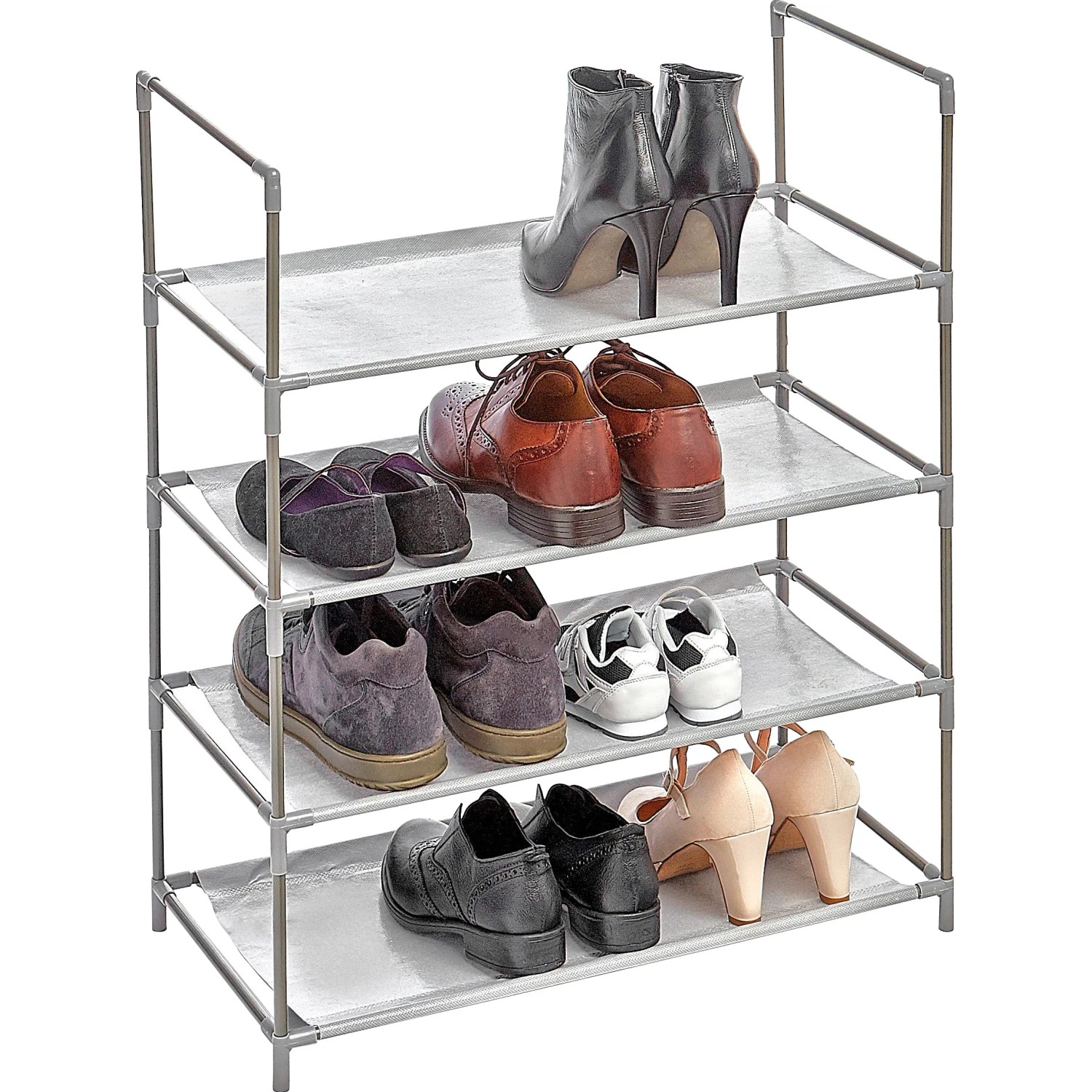 Scarpiera a quattro ripiani per riporre le scarpe nell'organizer armadio.