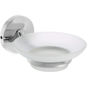 Portasapone CMI S 300 con supporto a parete in vetro trasparente e cromo, accessorio bagno.