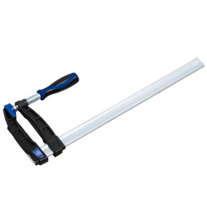 Morsetto a vite LUX Comfort 400x120 mm in ghisa malleabile, utensile di serraggio con manico blu-nero.