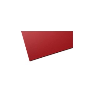 Lastra di plastica rossa, adatta per coperture o rivestimenti murali.