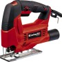 Seghetto alternativo Einhell TC-JS 60/1 rosso e nero con lama in metallo e aspirazione polvere.