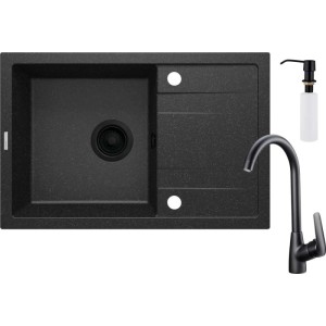 Lavello 1 vasca con gocciolatoio Idrostile Bayamo con rubinetto grafite