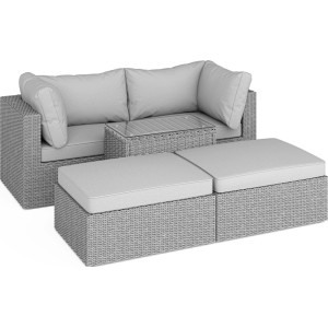 Salotto da giardino Olea in polyrattan sabbia 3 posti