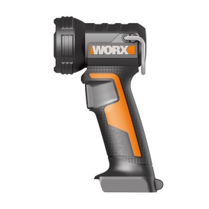 Worx 20 V Torcia LED a batteria WX025.9, utensile a batteria con testa regolabile e gancio.