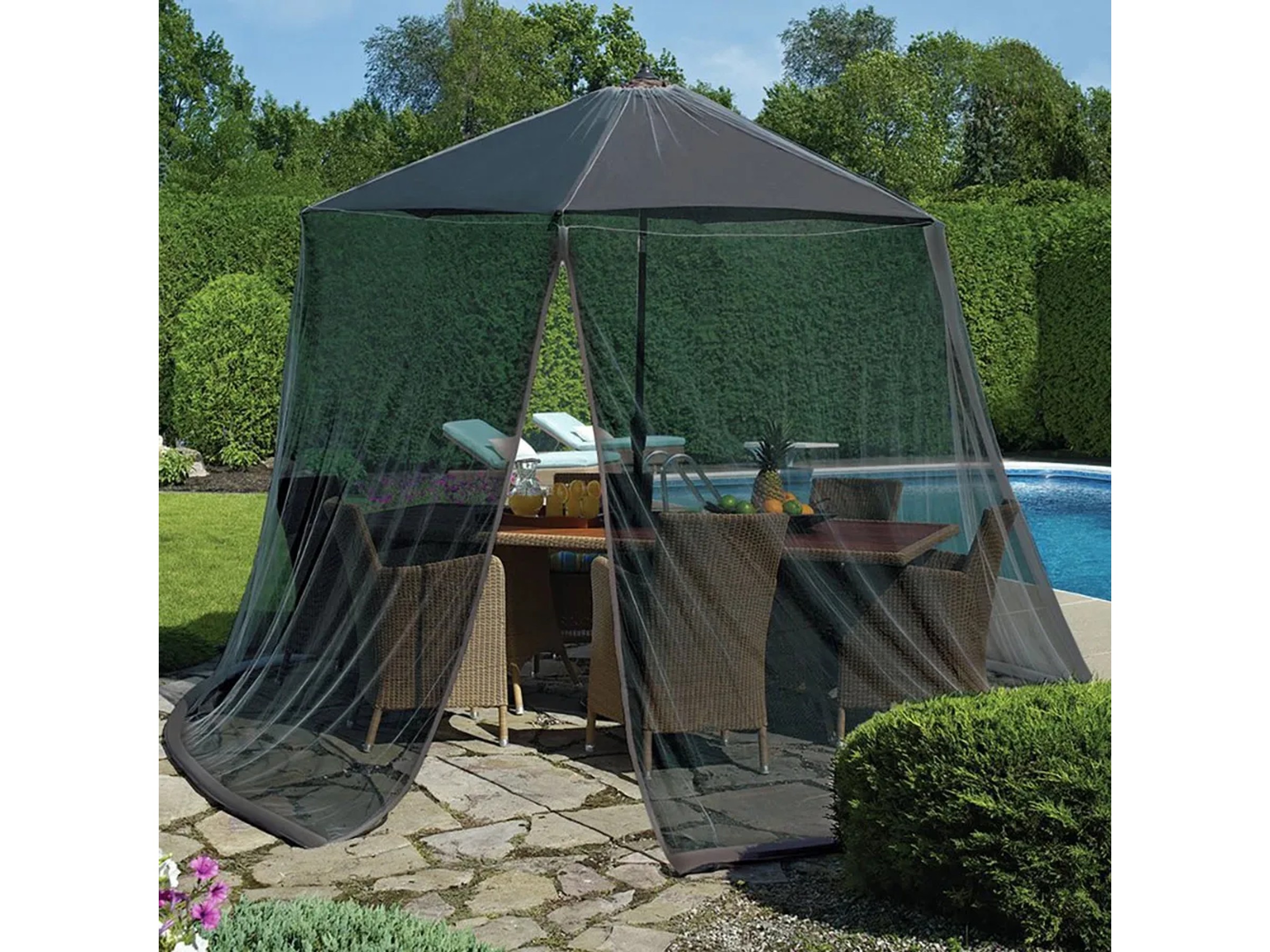 BPS Zanzariera Di Ricambio Per Gazebo - 4 Pannelli Con Doppie Cerniere, Taglia 30,5x30,5 Cm - Colore Cachi - Trattamento Anti-zanzare E Ignifugo