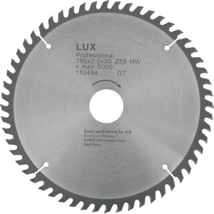 Lama per sega circolare LUX Professional, 190x2.0x30 mm, Z56 HW.