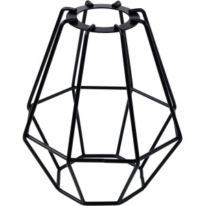 Base per lampada a sospensione nera in fil di ferro.