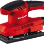 Levigatrice orbitale Einhell TC-OS 1520: levigatrice elettrica rossa con aspirazione polvere e velcro.