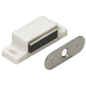 Fermaglio magnetico Hettich, 4 kg, bianco, con contropiastra per avvitare sui mobili.