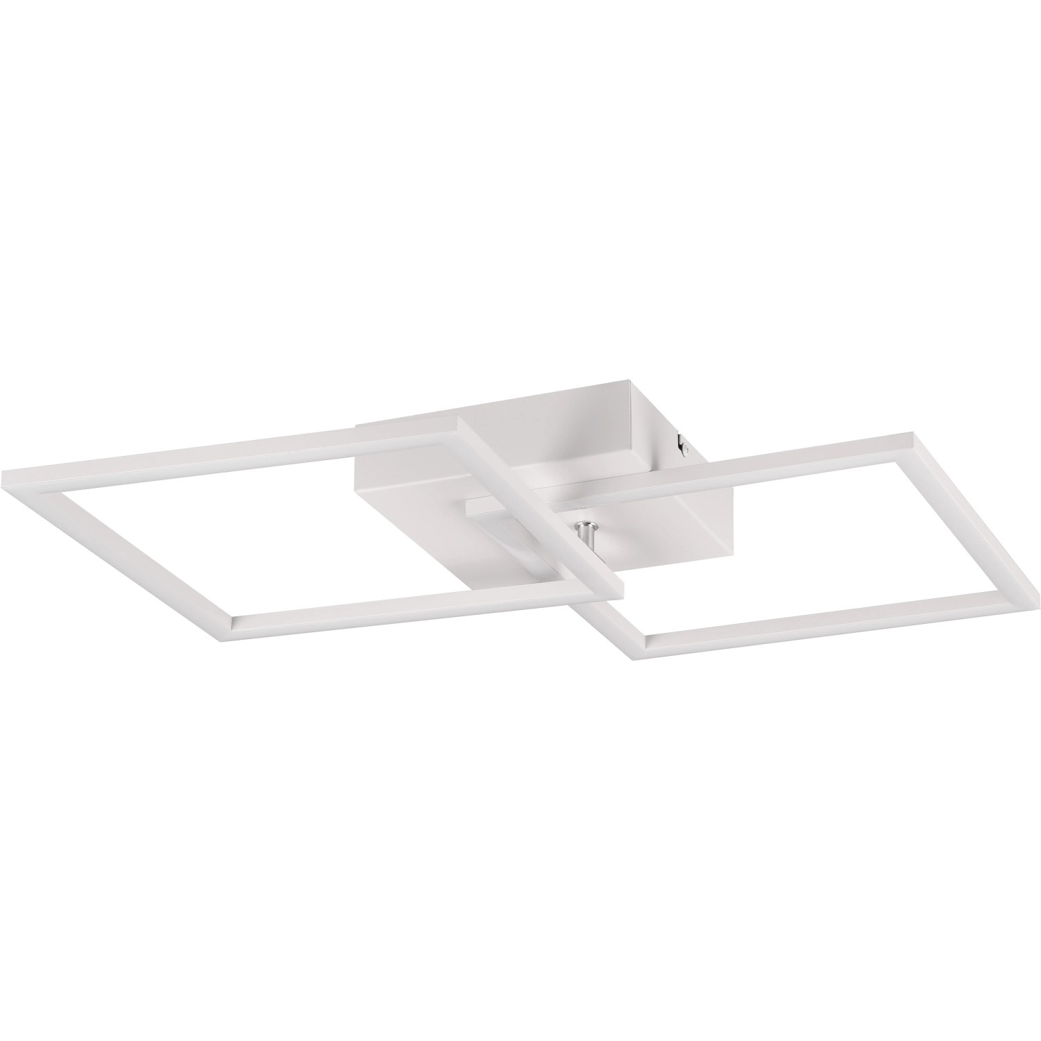 Moderna plafoniera a LED orientabile Trail in bianco opaco con elementi quadrati.