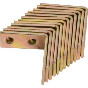 12 staffe angolari per sedie zincate gialle, 30x30x14 mm, per costruzioni in legno fai-da-te.