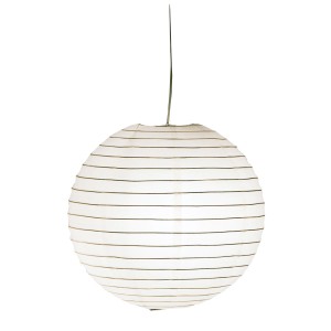 Lampada a sospensione in carta bianca (t.b.t.) con linee orizzontali. Illuminazione decorativa per interni.