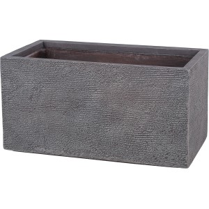 Fioriera rettangolare grigia t.b.t. con superficie ruvida per il giardino.