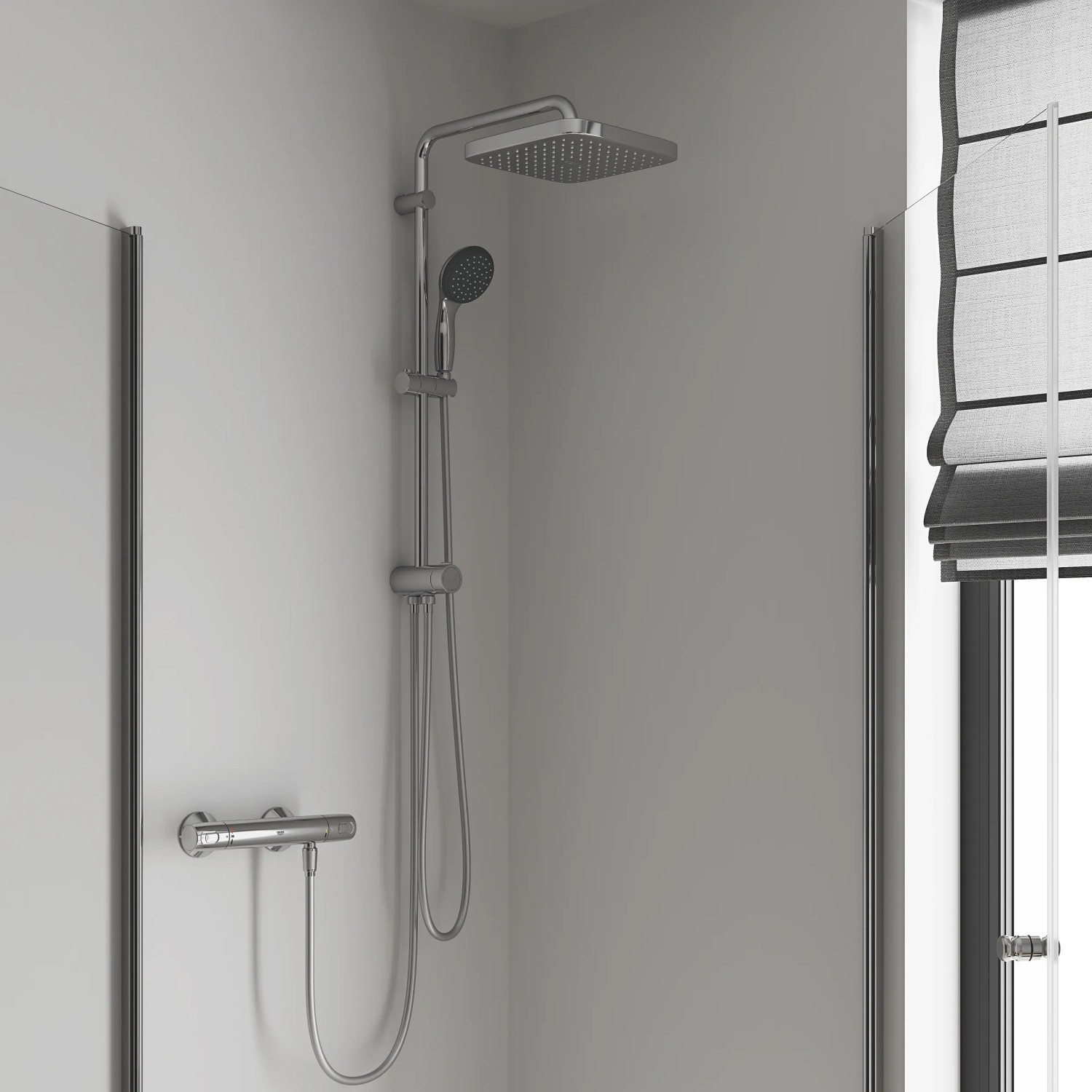 Grohe QuickFix Vitalio Start 250 Cube set doccia con soffione e doccetta, montaggio a parete.