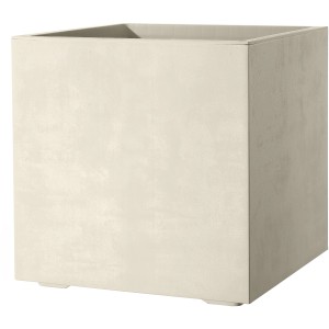 Fioriera Deroma Cubo Millennium bianco perla con ruote, 49x49x49 cm.