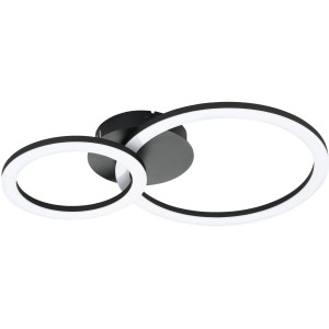 Moderna lampada da soffitto a LED Eglo Parrapos-Z in bianco/nero con due profili LED rotondi.