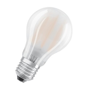 Lampadina LED E27 con vetro satinato per una luce piacevole.