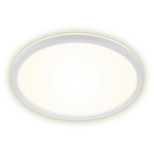 Plafoniera LED Brilo Slim bianca e rotonda, 18W. Plafoniera moderna con illuminazione indiretta.