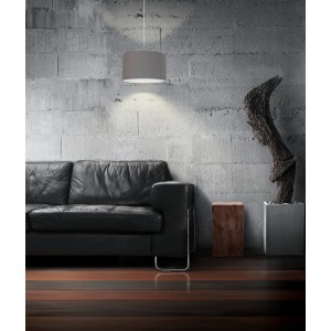 Moderna lampada a sospensione Eglo Pasteri con paralume in tessuto antracite-marrone, Ø 38 cm, per illuminazione soggiorno.