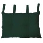 Cuscino t.b.t. verde scuro con lacci per il fissaggio.