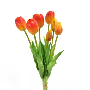 Mazzo tulipani finti in gomma 39 cm arancio 7pz