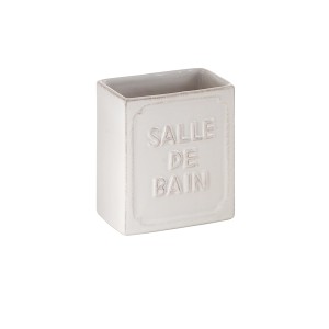 Portaspazzolino bianco t.b.t. con scritta "Salle de Bain" per il bagno.