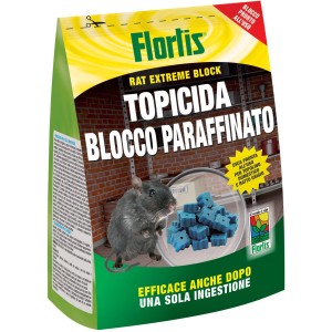 Esca per topi Florlis, blocchi blu di paraffina, efficace controllo dei ratti.