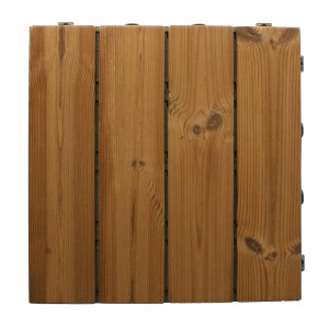 Piastrella quadrata in legno marrone per esterni.