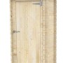 Casetta in legno Lilia 98x64 cm, abete chiaro, con porta singola e tetto scuro inclinato. Ideale per attrezzi.