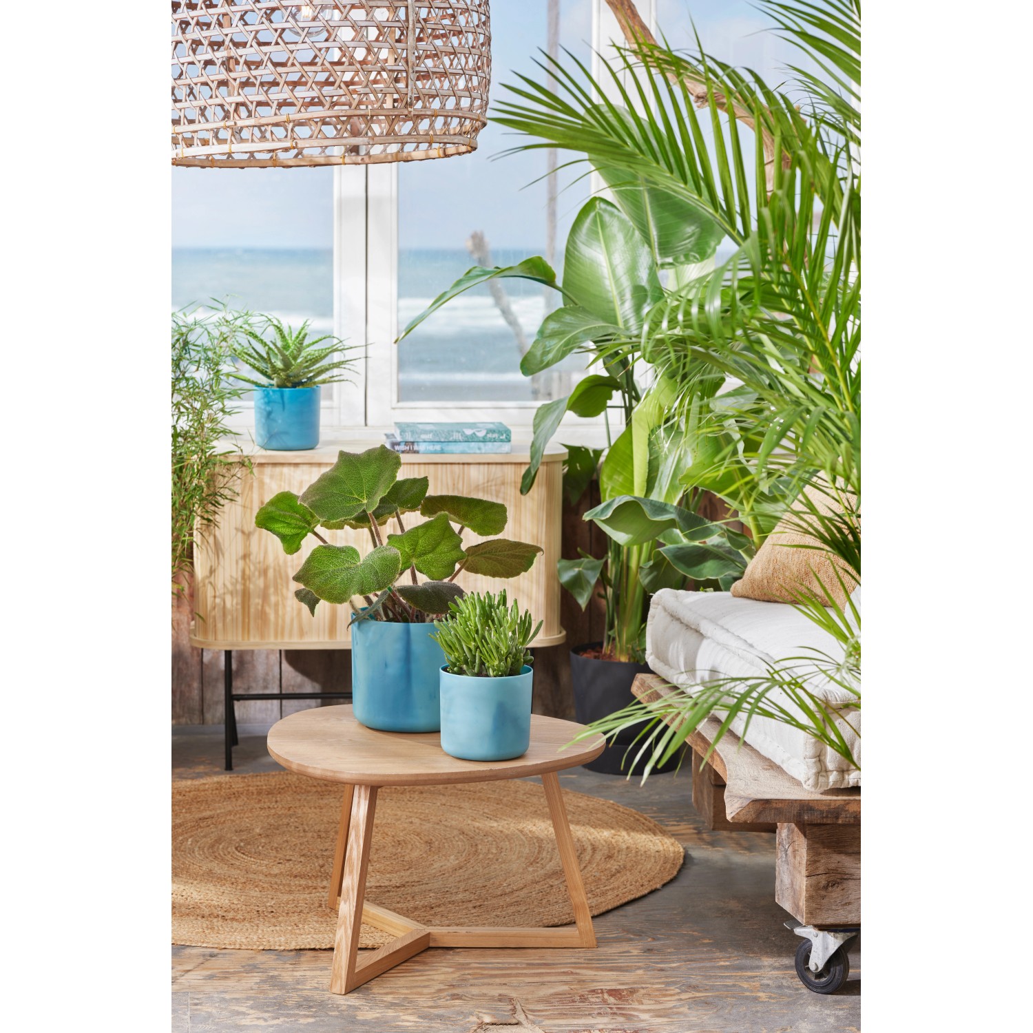 Vaso per fiori Elho Ocean Collection, Ø 16 cm, blu Atlantico, realizzato con rifiuti oceanici riciclati.