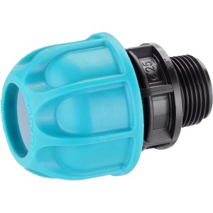 Connettore t.b.t. per irrigazione interrata, blu/nero.