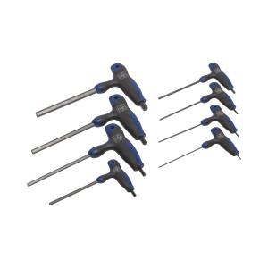 Set di chiavi a brugola LUX Classic da 8 pezzi con manico a T in varie dimensioni.