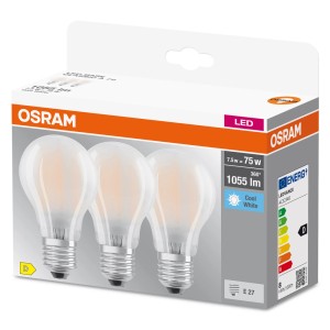 Osram Lampadine LED E27, confezione da 3, opache, per un'illuminazione d'atmosfera.