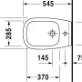 Disegno tecnico del bidet sospeso Duravit D-Code con dimensioni per installazione e progettazione.