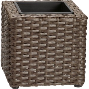 Vaso di fiori marrone effetto rattan (17x17 cm) per interni ed esterni.