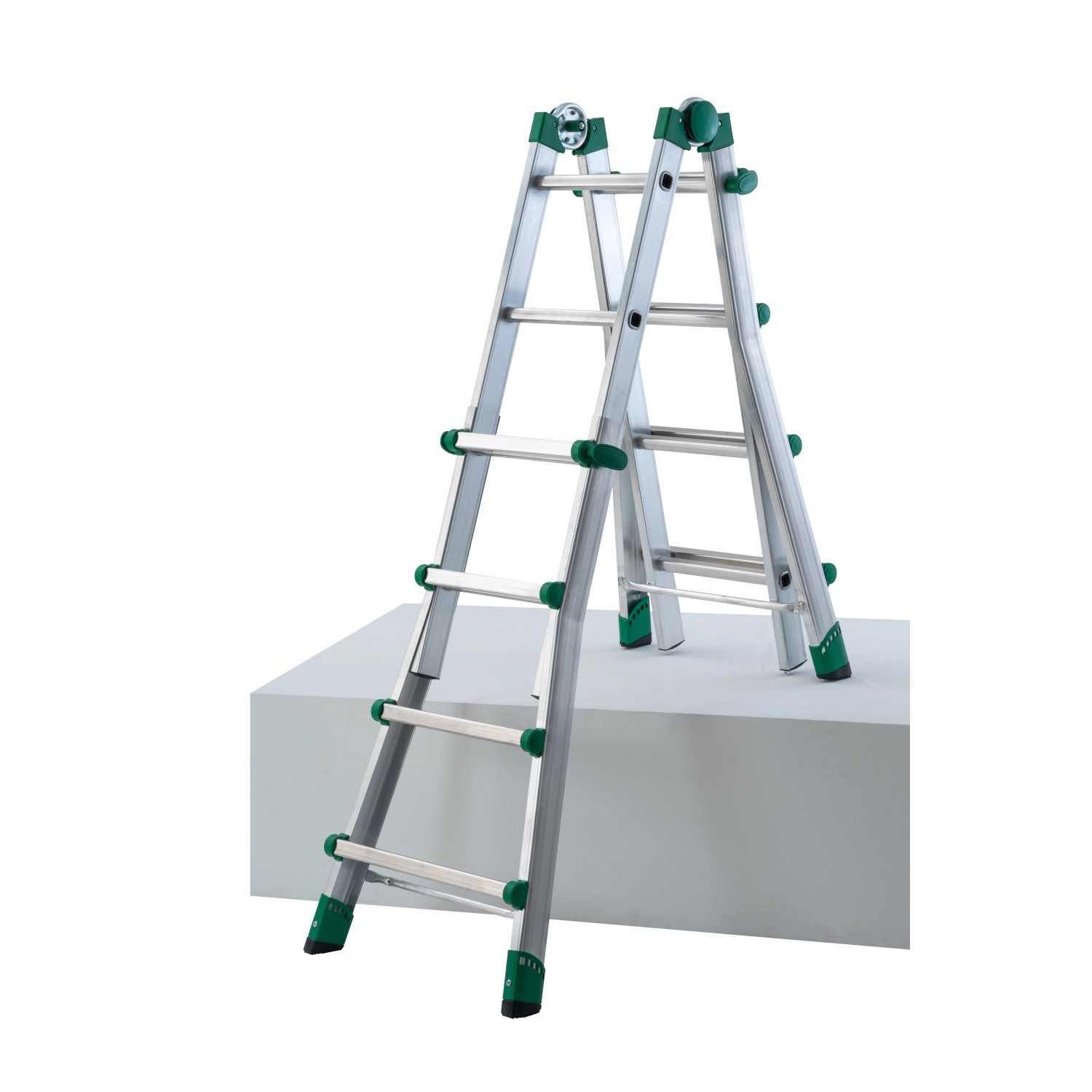 TEENO Scala Telescopica Multiuso In Alluminio 5,1M, Scala Pieghevole 5x5 Gradini Con Rimovibile Ruote E Base Rinforzata Triangolare, Sistema Di Accesso Estensibile, Telescopico Da Salita, Carico 150KG