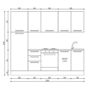 Cucina completa Licola reversibile 255 cm grigio