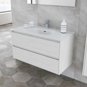 Mobile bagno base lavabo sospesa Ness 101 2/C creme 101x46 cm